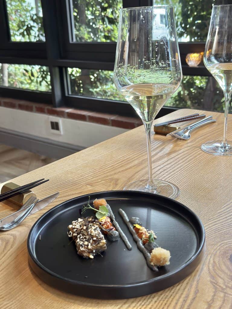 Oku - Smoked Miso Aubergine with La Motte Pierneef Sauvignon Blanc