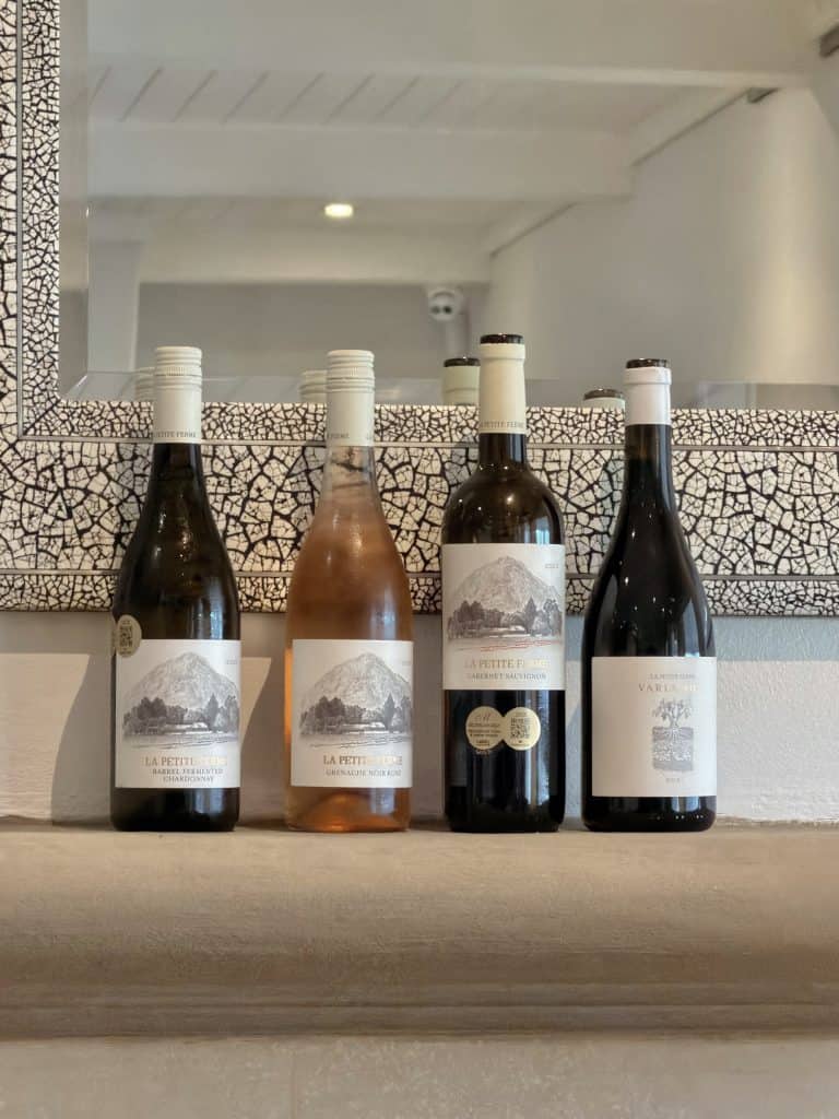 Wine selected for the wine tasting